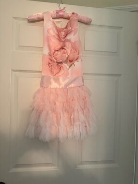 Blush Pink Floral Tulle Girls' Formal Dress